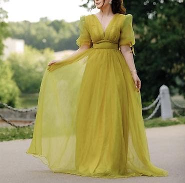 Женская обувь: Şifon uzun paltar – açıq limon-yaşıl rəng - Material: çoxqatlı yüngül — 1