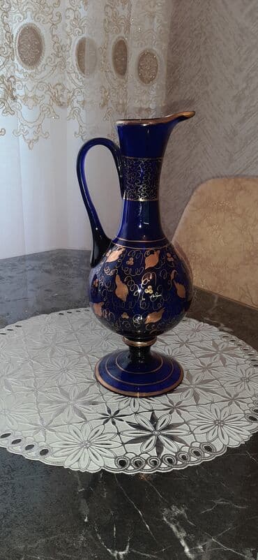 dekorativ qab: Rəng - Göy, Şüşə — 3