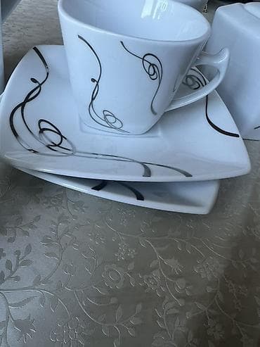 Qəhvə dəsti, rəng - Ağ, Farfor — 2