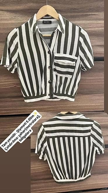 devit 3 qiyməti: Zolaqlı qısa köynək (crop shirt), s və m gedir, yenidir çatdırılma var — 1