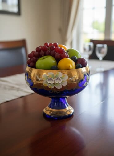 Kobalt-mavi şüşədən dekorativ qədəh/kase (piyada dayaqla) - Material