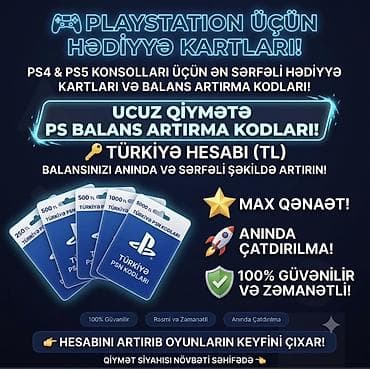 PS5 (Sony PlayStation 5): PlayStation üçün Türkiyə (TL) PSN balans kodları və hədiyyə kartları — 1