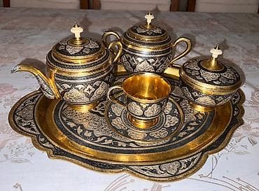 antik servis: Çay dəsti, rəng - Qızılı, Metal — 3