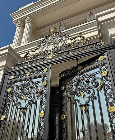 Дворовые ворота: Новый Железо Дворовые ворота, Механические, С дверью, цвет - Черный, Нет кредита — 4