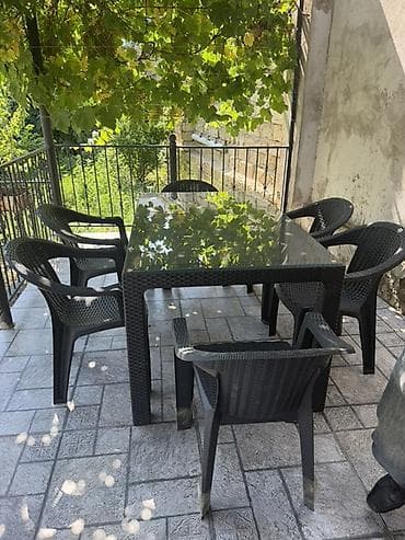 stul: Açıq hava üçün mebel dəsti - Tərkibi: 1 ədəd düzbucaqlı süfrə/masa və — 3