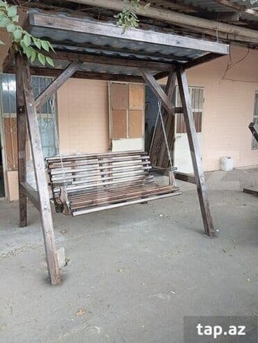 зонтик большой: Скамья-качели, С зонтиком, Металл — 1