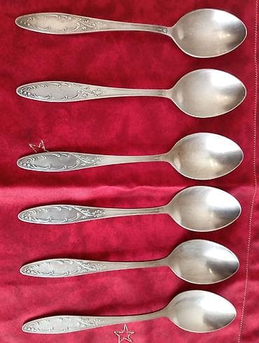 sazan yemi: Gümüşü rəngli yemək qaşıqları dəsti - 5 ədəd klassik dizaynlı yemək — 4