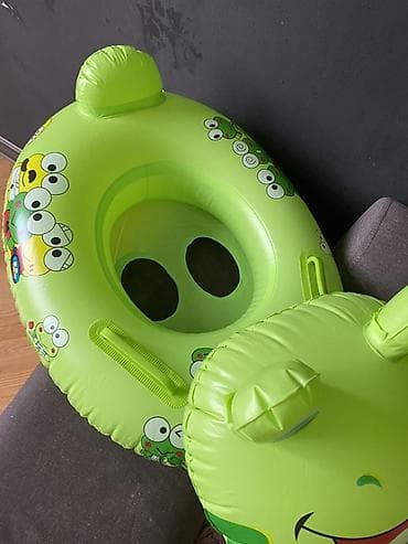 yumşaq: Uşaq üçün şişmə üzmə dairəsi – “qurbağa” dizaynı - Parlaq yaşıl — 1