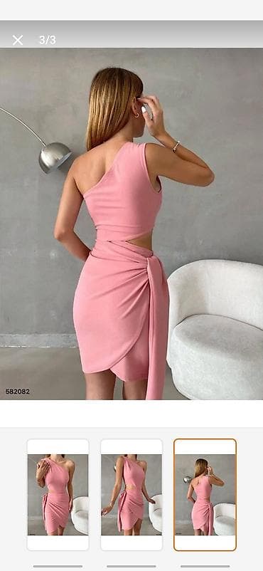 qol saatlari type 1: Bir çiyinli, açıq gülqızılı rəngdə kokteyl/parti geyimi. - Dizayn — 2