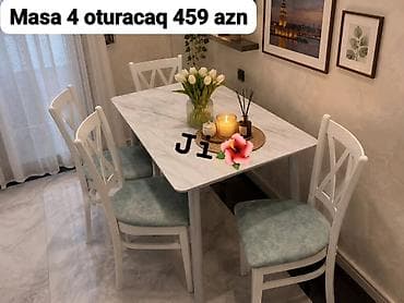 Mətbəx üçün, Yeni, Açılan, Dördbucaq masa, 4 stul — 3