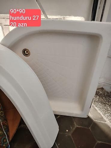 bak dlya dusha: Kvadrat duş qabı və ön panel - Ölçü: 90x90 sm - Hündürlük: 27 sm - — 1