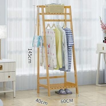 вешалка напольная для одежды: Asılqan Bambuk ağacından Ölçü: 145*60*40sm Gündəlik və ya Mövsümi — 3