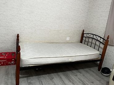 divan olculeri: Tək nəfərlik çarpayı – metal və ağac kombinasiyalı karkas, döşək ilə — 4