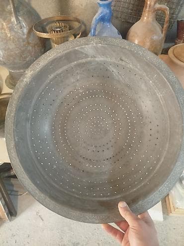 quru odun: Böyük ölçülü metal süzgəc/kolander - Material: döymə metal (qalın — 1