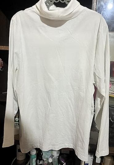 Ağ rəngli uzunqollu boğazlı köynək (turtleneck) - Rəng: təmiz ağ - — 1