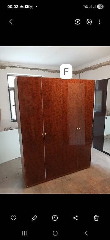 İşlənmiş, 4 qapılı, Qəhvəyi, Taxta, Açılan, Düz dolab