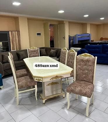 on oturacaqlar: Mətbəx üçün, Yeni, Açılmayan, Dördbucaq masa, 6 stul — 1