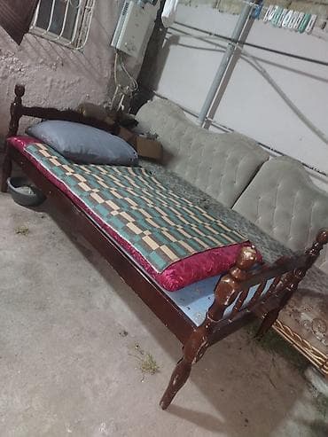 tek kravat sekilleri: Taxta tək nəfərlik çarpayı - Material: bərk ağac karkas, dördkünc — 2