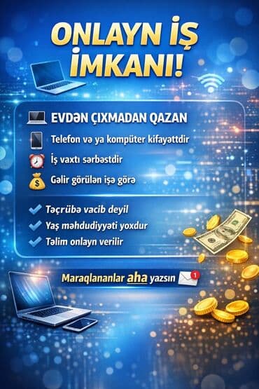 ONLAYN İŞ İMKANI! 💻 Evdən çıxmadan işləmək istəyirsiniz? 📱 Telefon və