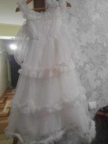 Uşaq üçün zərif ağ ziyafət/libas paltarı - Rəng: Qar bəyaz - Model