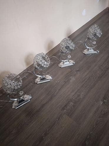qiz sekili: Dekorativ divar lampaları – 4 ədəd set - Material: xrom rəngli metal — 1