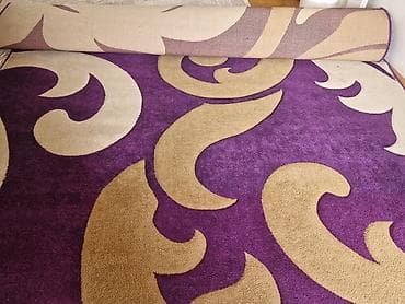 iran xalcası: Bənövşəyi və bej rənglərin kombinində, iri abstrakt naxışlı xalça. - — 1