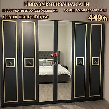 Düz dolab, Yataq otağı üçün, Paltar üçün, 6 qapı