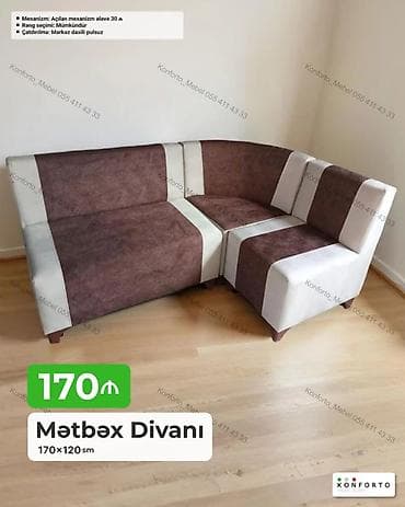 Mətbəx Divanı – 170×120 sm - Künc formalı, kompakt dizayn: mətbəx və