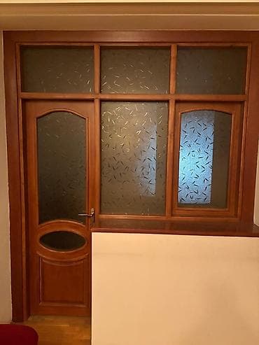 pvc qapi: Taxta şüşəli qapı və vitrajlı arakəsmə dəsti - Material: təbii fıstıq — 3