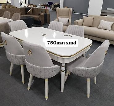 kafe stullari: Qonaq otağı üçün, Yeni, Açılmayan, Dördbucaq masa, 6 stul — 1