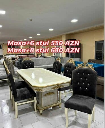 işlənmiş stol stul dəsti sumqayit: Qonaq otağı üçün, Yeni, Açılmayan, Dördbucaq masa, 6 stul — 22