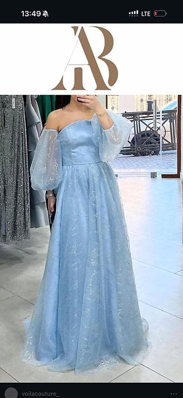 Məhsul: Zərif ziyafət/gecə paltarı - Rəng: Açıq mavi (pastel ton) -