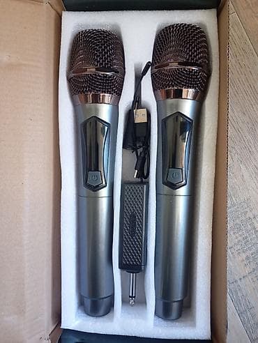 беспроводной микрофон для караоке: Təzə İkili Simsiz Mikrofon Dəsti – UHF Xüsusiyyətlər: - 2 ədəd əl — 1