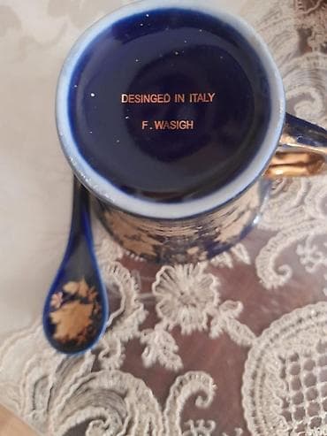 cay servis: Çay dəsti, rəng - Göy, Farfor, İtaliya — 2
