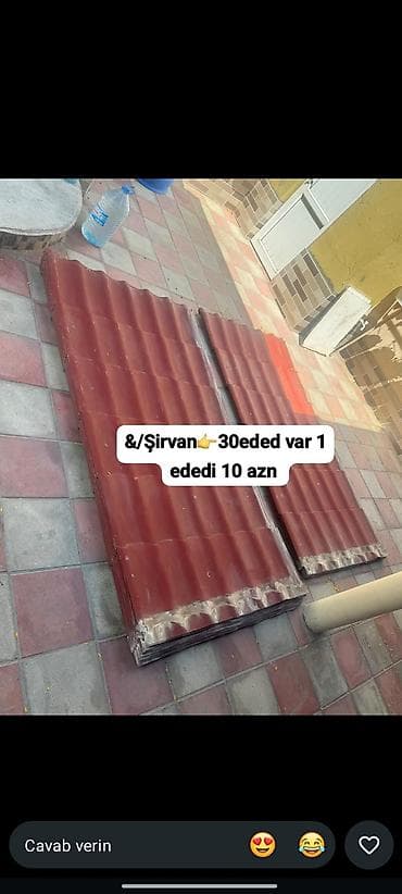 ev peci: Qırmızı rəngli dalğalı dam örtüyü vərəqləri - Material: metal/profil — 1