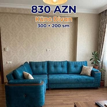 divan kafe: Künc Divan – 260 × 160 sm - Modellər: boz, açıq bej, qırmızı və digər — 10