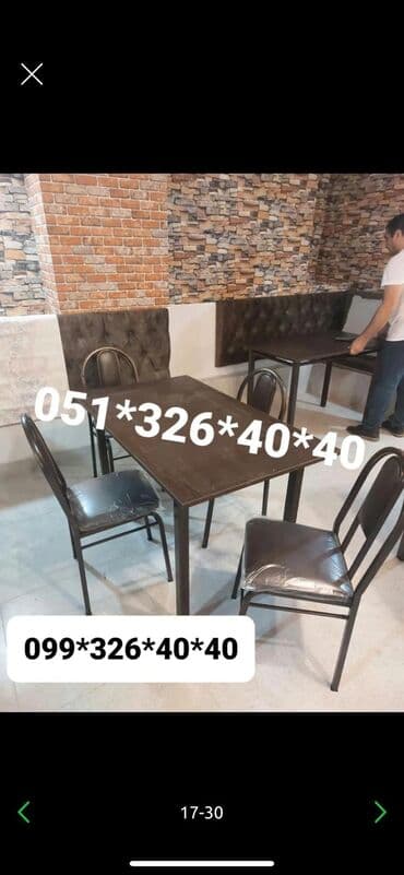 Masa və oturacaq dəstləri: Qonaq otağı üçün, Yeni, Açılan, Dördbucaq masa, 4 stul — 18