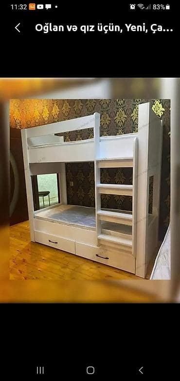 işlənmiş mebil: Oğlan və qız üçün, Yeni, Çarpayı, Matras ilə, Siyirməli, Laminat — 1