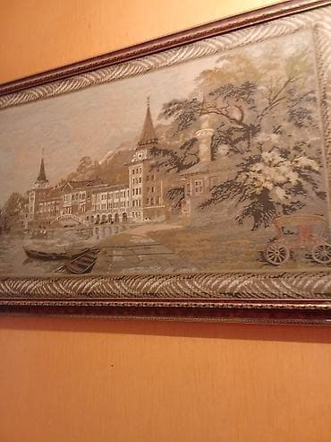 zengilan sekilleri: Divar üçün iri ölçülü pano/tablo – şəhər mənzərəsi - Mövzu: çay/kanal — 1