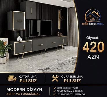 Ev üçün mebel: TV stendi və divar dolabı dəsti Qiymət: 420 AZN Çatdırılma: Pulsuz — 1