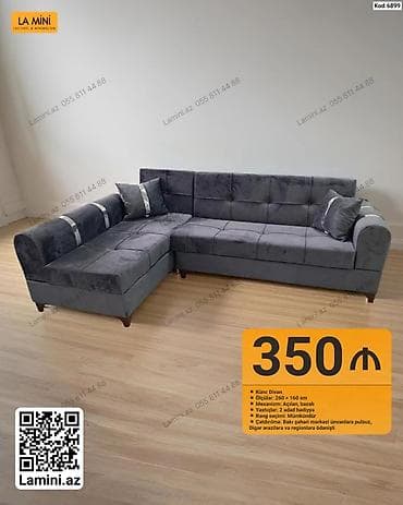 oturaca: Künc divan – Kod: 6899 - Ölçülər: 260 × 160 sm - Mexanizm: Açılan — 1