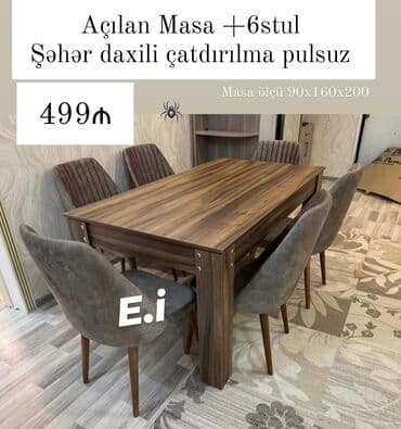 круглый стол на заказ: Qonaq otağı üçün, Yeni, 6 stul — 1