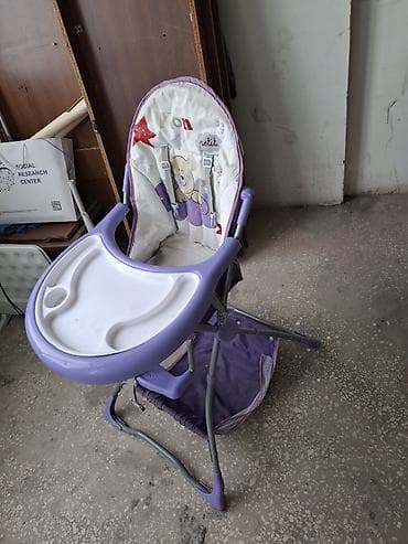 deri plas: Uşaq yemək stulu – bənövşəyi/boz karkaslı, yumşaq kürəklikli - — 3