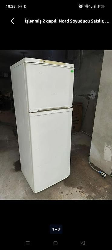 İşlənmiş 2 qapılı Nord Soyuducu Satılır, rəng - Ağ, Dispenserli