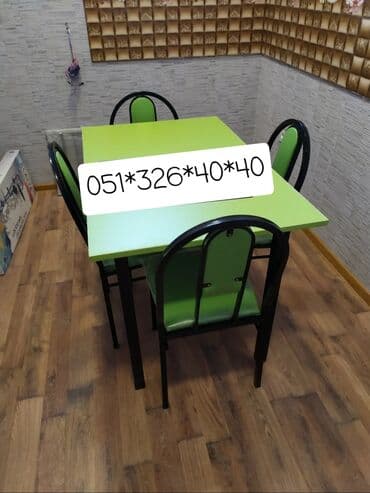 Masa və oturacaq dəstləri: Qonaq otağı üçün, Yeni, Açılan, Dördbucaq masa, 4 stul — 16