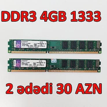 komputer rolu: DDR3 4GB 1333Mhz Ramlar 2 ədədi 30 AZN Tək-tək 20 AZN Təzədir, qutusu — 1