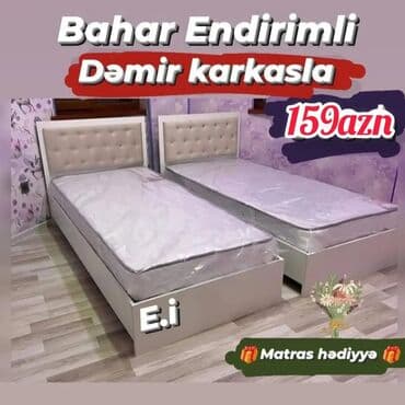 akril mdf: Təknəfərlik çarpayı, Bazasız, Matras ilə, Siyirməsiz — 1