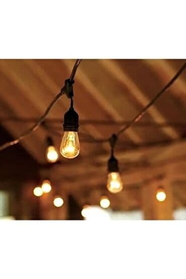 led işq: Günəş enerjisi ilə işləyən işıqlar dekorativ, sarı rəngli, 10 metr — 3