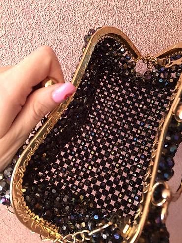 Zərgərlik əşyaları: Handmade Qara kristal muncuqlarla işlənmiş zərif çanta - Material — 3