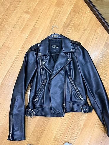 bot zara: ZARA qadın motosiklet üslublu qara gödəkçə - Material: süni dəri (PU) — 1